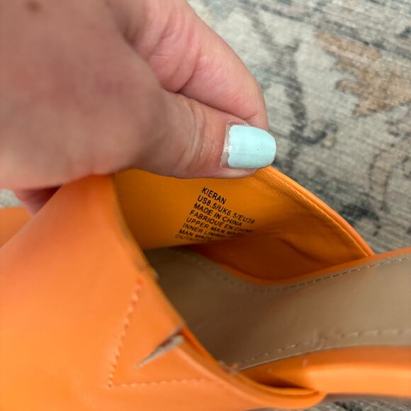 JustFab Kieran Mule Heeled Sandal in Orange Tangerine 8.5 - Picture 7 of 8